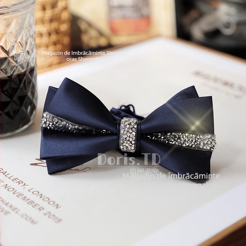 Papion cu design diamant, poliester, cap plat, accesoriu pentru bărbați