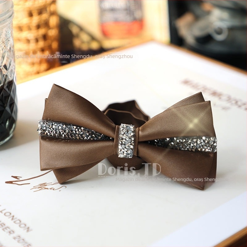 Papion cu design diamant, poliester, cap plat, accesoriu pentru bărbați