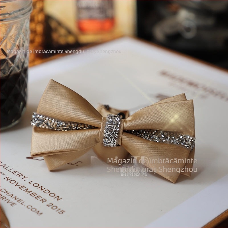 Papion cu design diamant, poliester, cap plat, accesoriu pentru bărbați