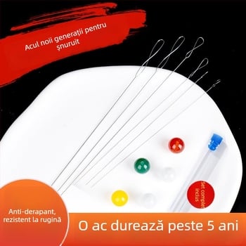 Acul pentru mărgele Aifsa — ac lung torsionat pentru perle și cristale, set de unelte DIY pentru strângerea firului, lucrat manual