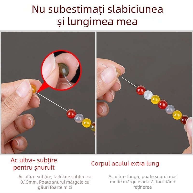 Acul pentru mărgele Aifsa — ac lung torsionat pentru perle și cristale, set de unelte DIY pentru strângerea firului, lucrat manual