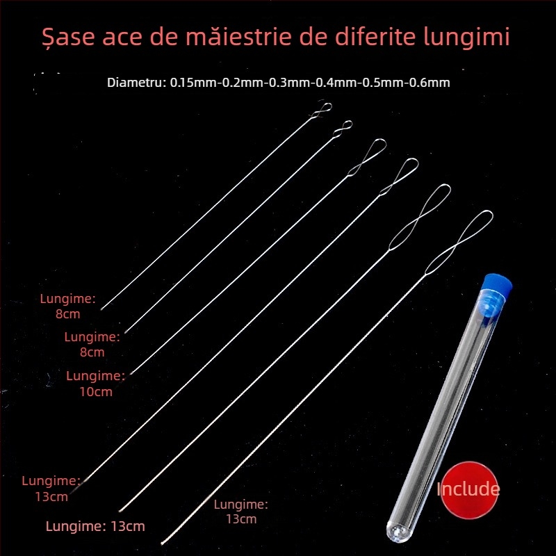 Acul pentru mărgele Aifsa — ac lung torsionat pentru perle și cristale, set de unelte DIY pentru strângerea firului, lucrat manual