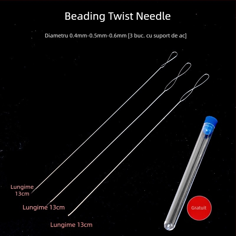 Acul pentru mărgele Aifsa — ac lung torsionat pentru perle și cristale, set de unelte DIY pentru strângerea firului, lucrat manual