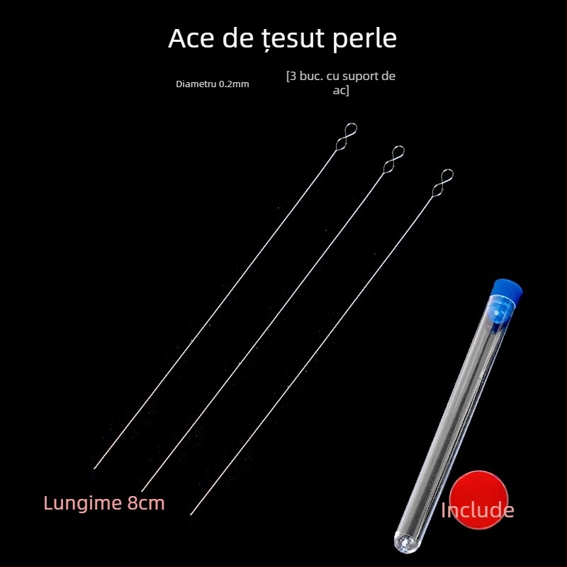 Acul pentru mărgele Aifsa — ac lung torsionat pentru perle și cristale, set de unelte DIY pentru strângerea firului, lucrat manual