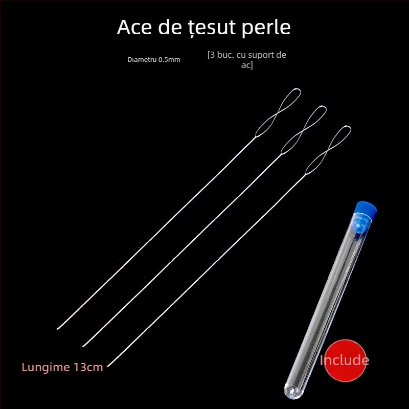 Acul pentru mărgele Aifsa — ac lung torsionat pentru perle și cristale, set de unelte DIY pentru strângerea firului, lucrat manual