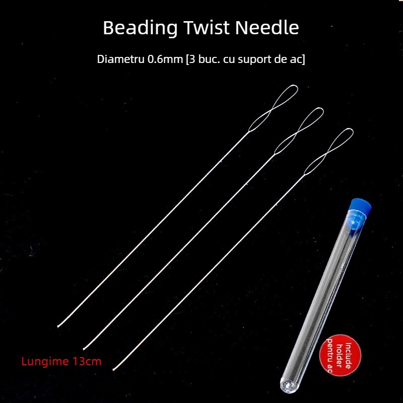 Acul pentru mărgele Aifsa — ac lung torsionat pentru perle și cristale, set de unelte DIY pentru strângerea firului, lucrat manual