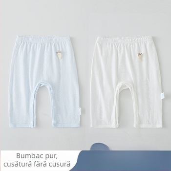 Pantaloni pentru copii din bumbac 100%, închidere cu snaps, stil modern minimalist, talie medie
