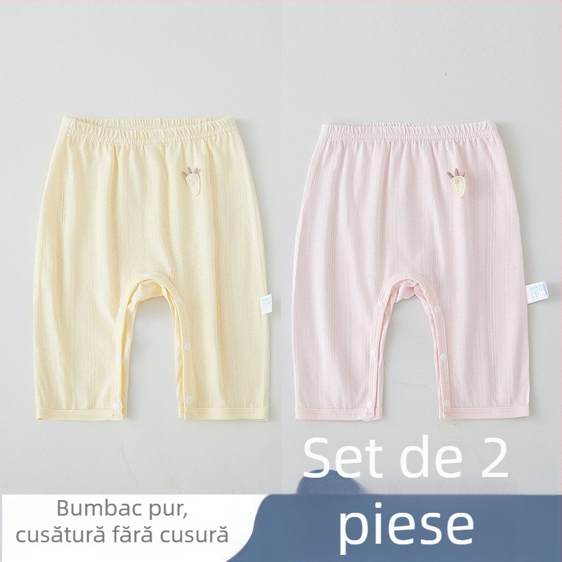 Pantaloni pentru copii din bumbac 100%, închidere cu snaps, stil modern minimalist, talie medie