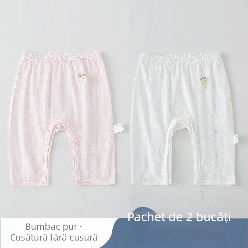 Pantaloni pentru copii din bumbac 100%, închidere cu snaps, stil modern minimalist, talie medie
