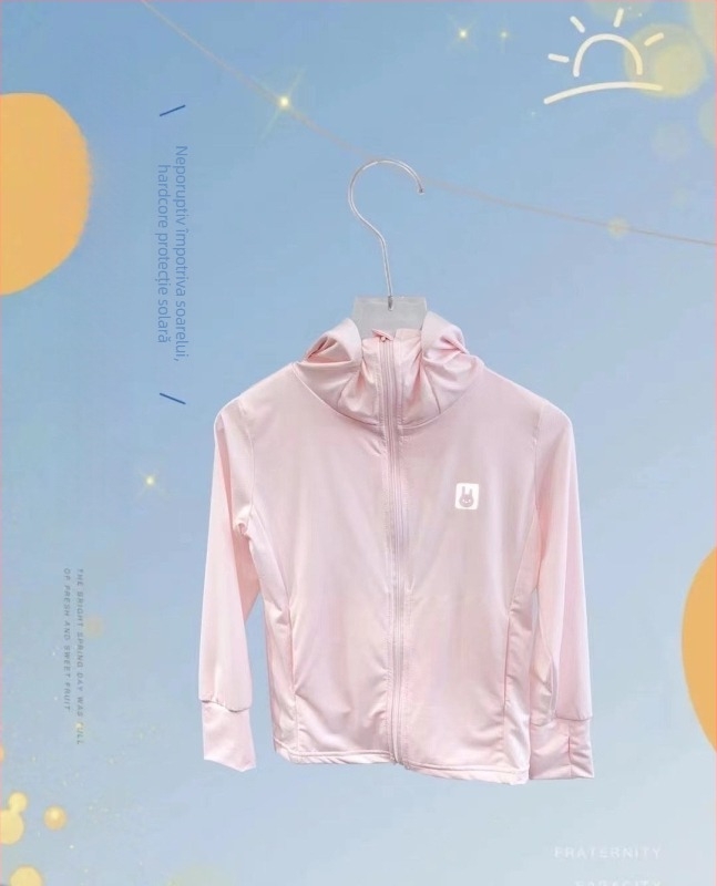 Tricou cu protecție UV din Ice Silk, cu glugă, căptușit cu Spandex, pentru fete 4–6 ani