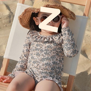 Costum de baie pentru fete, dintr-o bucată, cu spate decupat, imprimeu cu desene animate, 0-8 ani, material nailon cu elastan