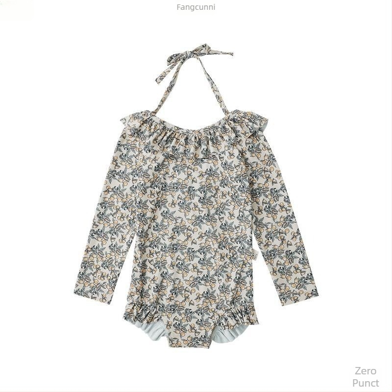 Costum de baie pentru fete, dintr-o bucată, cu spate decupat, imprimeu cu desene animate, 0-8 ani, material nailon cu elastan