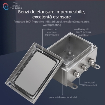 Cutie terminală din oțel inoxidabil pentru exterior, cutie de distribuție impermeabilă, 4 circuite, 5 rânduri de comutatoare, IP65, montaj suspendat