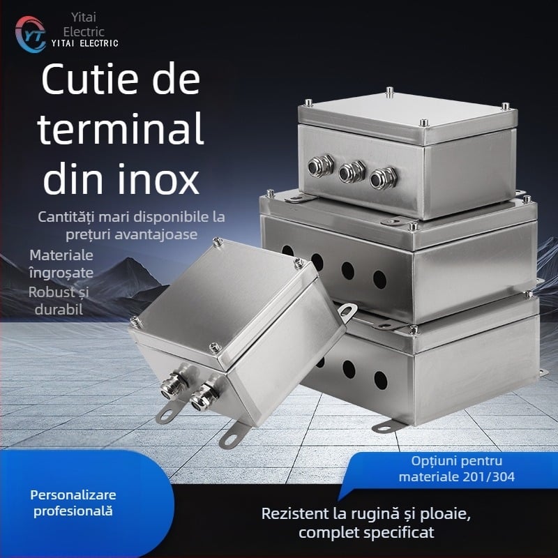 Cutie terminală din oțel inoxidabil pentru exterior, cutie de distribuție impermeabilă, 4 circuite, 5 rânduri de comutatoare, IP65, montaj suspendat