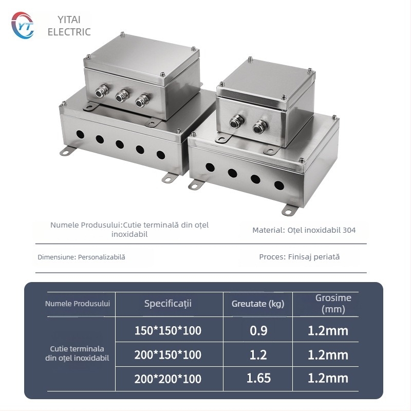 Cutie terminală din oțel inoxidabil pentru exterior, cutie de distribuție impermeabilă, 4 circuite, 5 rânduri de comutatoare, IP65, montaj suspendat
