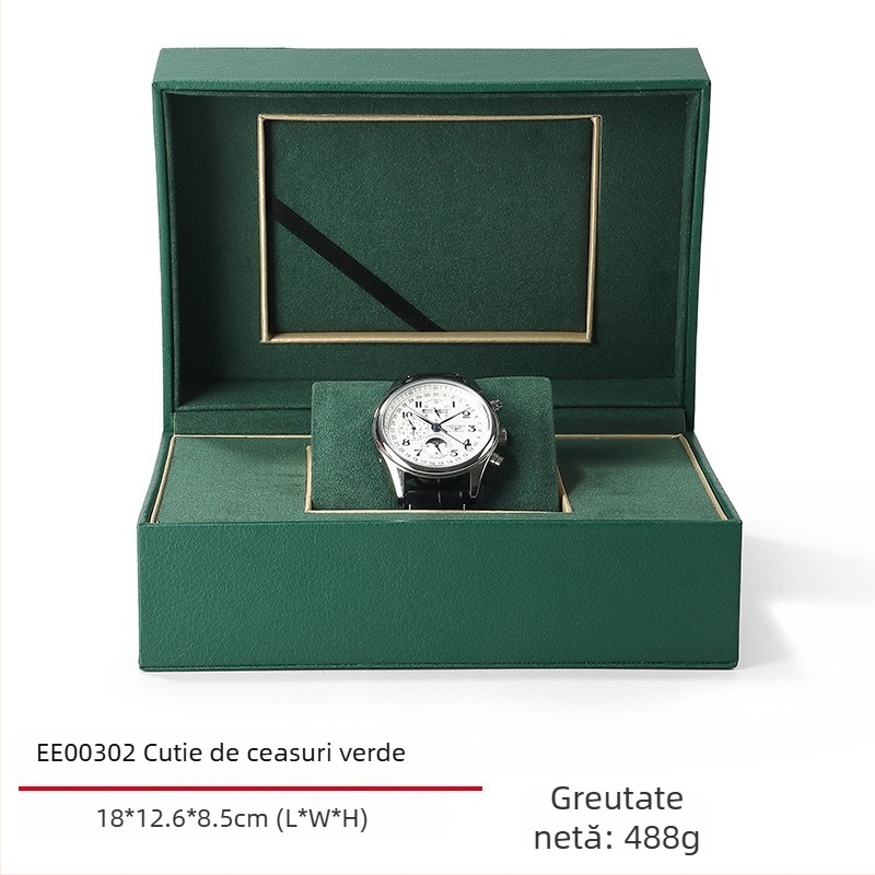 Cutie pentru ceas din piele PU, interior din flanel, capac rabatabil, model EE003, ambalaj pentru cadouri și bijuterii