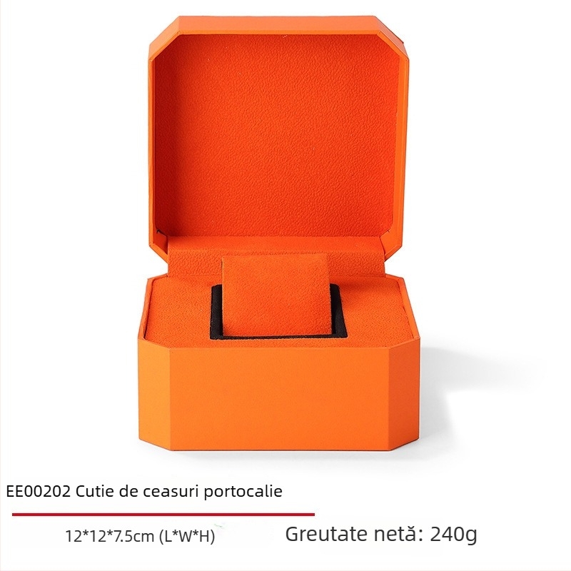 Cutie pentru ceas din piele PU, interior din flanel, capac rabatabil, model EE003, ambalaj pentru cadouri și bijuterii