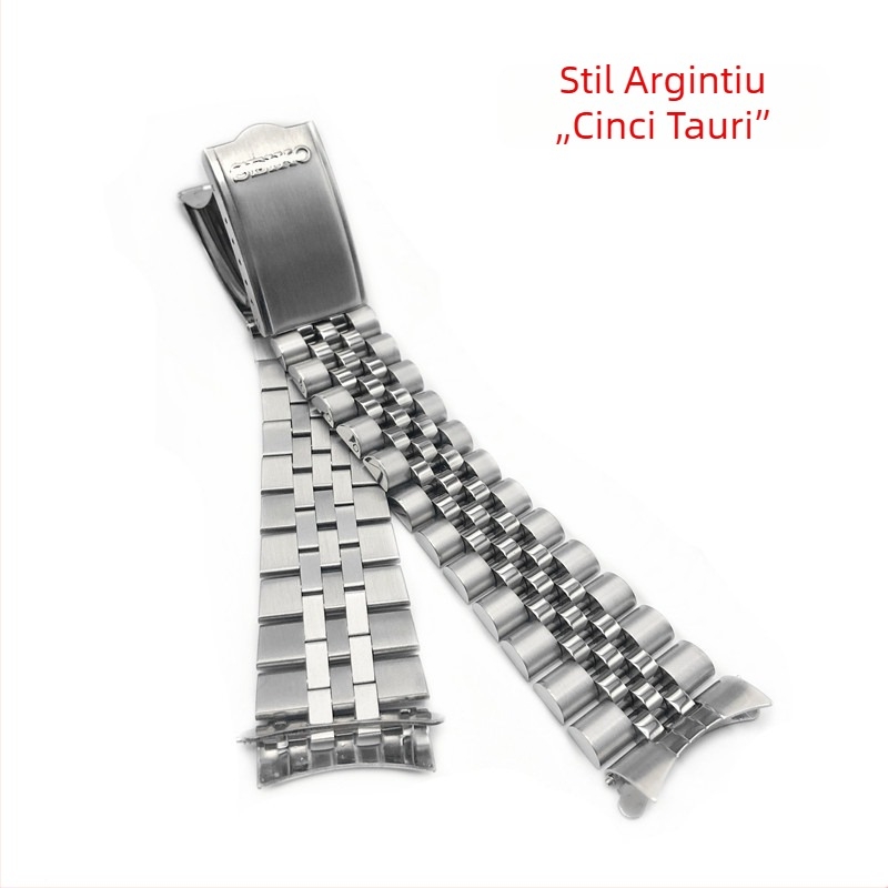 Brățară din oțel inoxidabil pentru Seiko 5, cu capăt curbat, lățime 19–20 mm