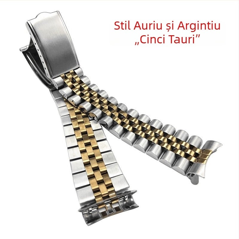 Brățară din oțel inoxidabil pentru Seiko 5, cu capăt curbat, lățime 19–20 mm