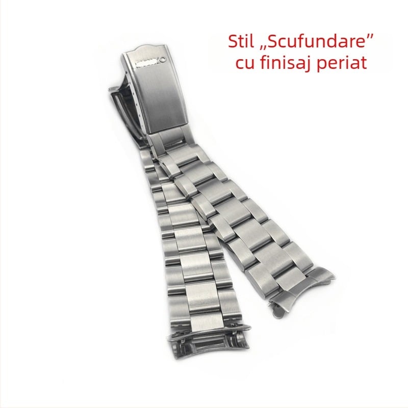 Brățară din oțel inoxidabil pentru Seiko 5, cu capăt curbat, lățime 19–20 mm