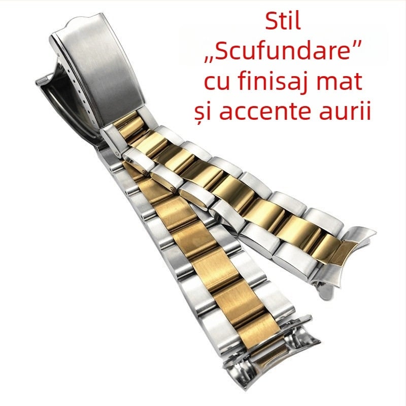 Brățară din oțel inoxidabil pentru Seiko 5, cu capăt curbat, lățime 19–20 mm
