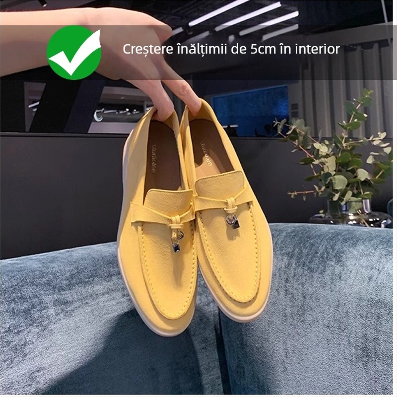 Loafers dama cu ciucuri și cataramă, partea superioară din microfibră, talpă din cauciuc, toc mediu 3–6 cm