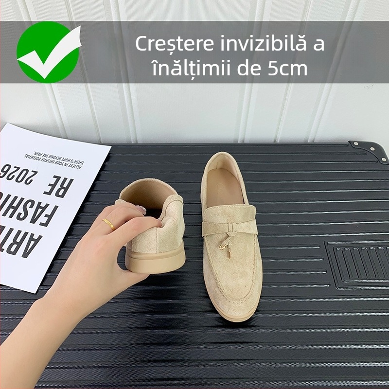 Loafers dama cu ciucuri și cataramă, partea superioară din microfibră, talpă din cauciuc, toc mediu 3–6 cm