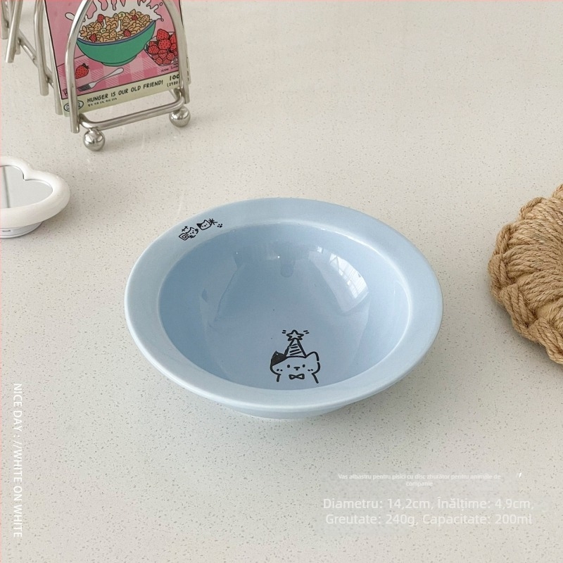 Vas ceramice pentru hrană și apă pisicilor, pe cadru înălțat din fier, cu alimentare automată