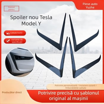 Tesla Model Y/Model 3: ramă decorativă pentru farurile din bara față și sprâncene, personalizabil, finisaj fibră de carbon