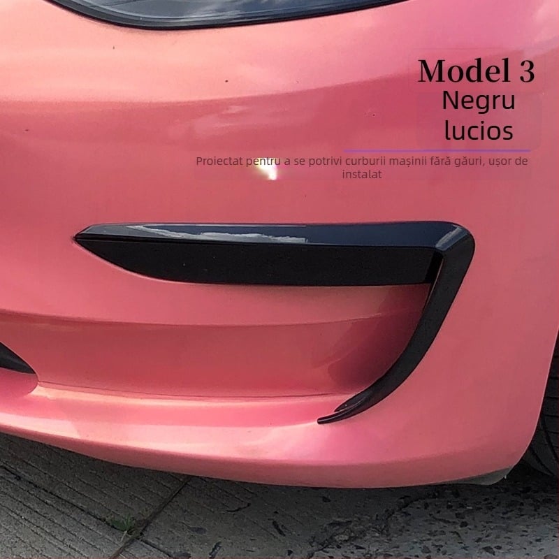 Tesla Model Y/Model 3: ramă decorativă pentru farurile din bara față și sprâncene, personalizabil, finisaj fibră de carbon