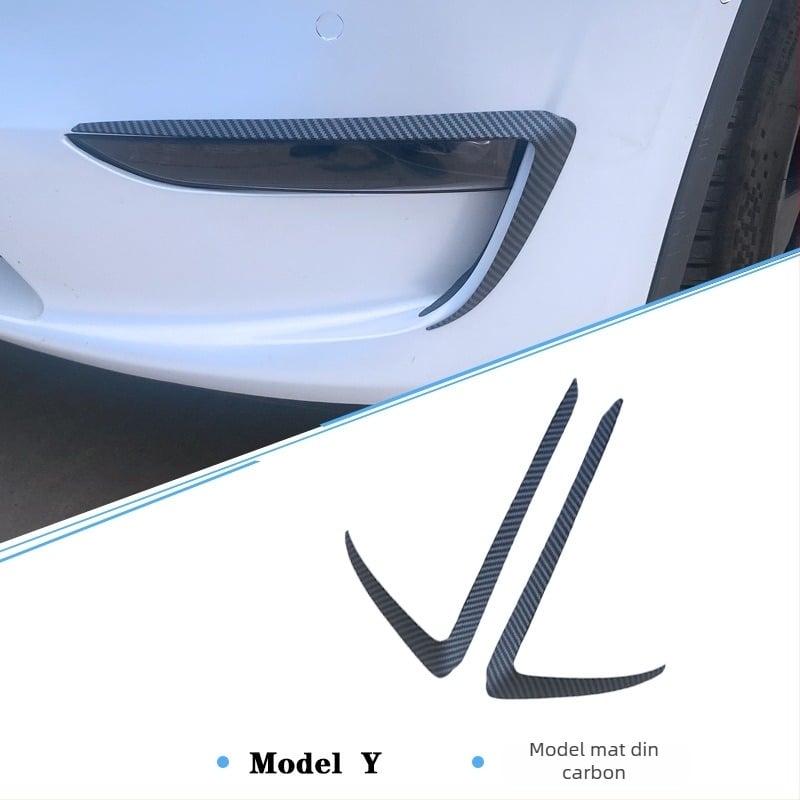 Tesla Model Y/Model 3: ramă decorativă pentru farurile din bara față și sprâncene, personalizabil, finisaj fibră de carbon