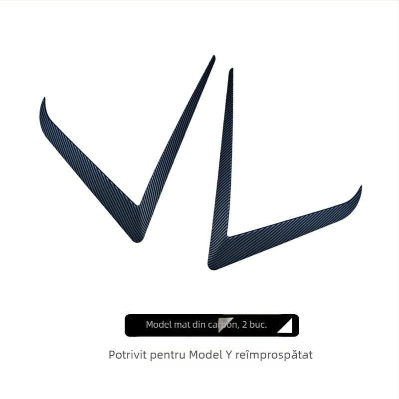 Tesla Model Y/Model 3: ramă decorativă pentru farurile din bara față și sprâncene, personalizabil, finisaj fibră de carbon