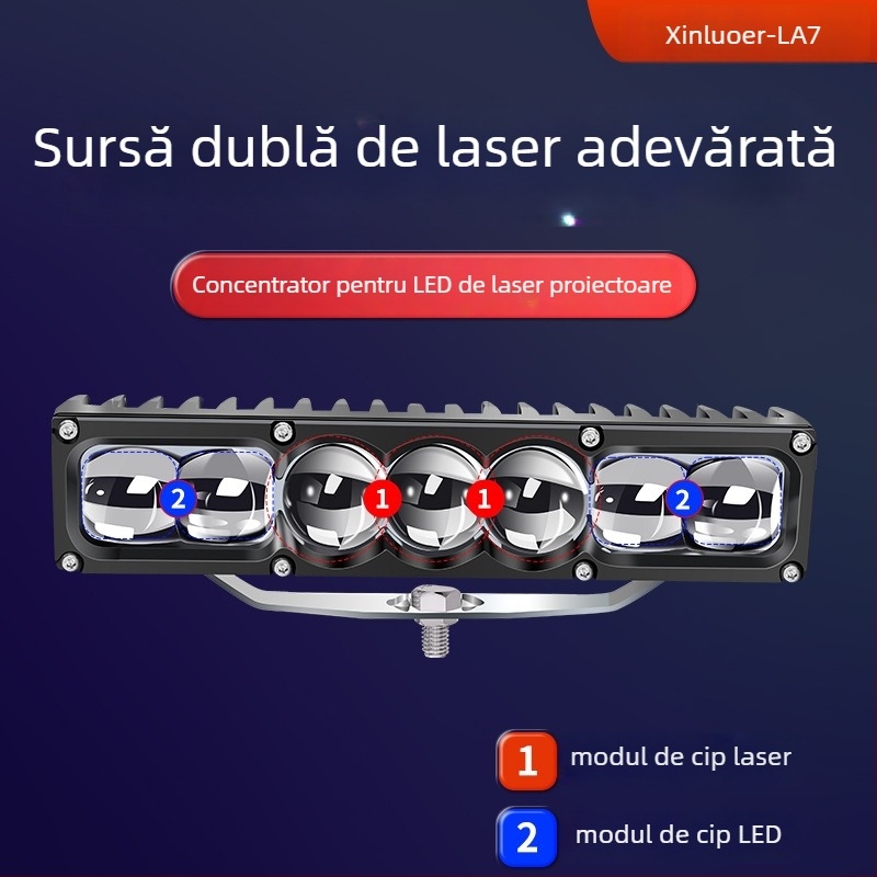 Proiector LED cu laser pentru mașină – LED 100W, 12-60V, Model LA7, Aliaj de aluminiu, Potrivit pentru majoritatea mașinilor și camioanelor