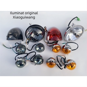 Ansamblu iluminare pentru bicicletă electrică Turtle King: far frontal, semnale față și spate, carcasa farului din spate cu sticlă transparent fumuriu – OEM, compatibil cu alte modele