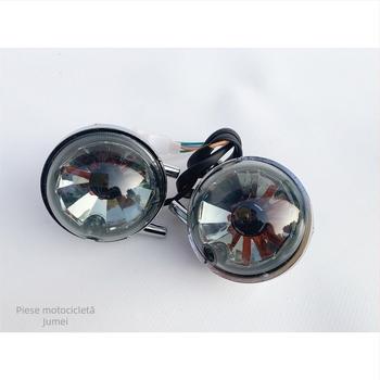 Ansamblu iluminare pentru bicicletă electrică Turtle King: far frontal, semnale față și spate, carcasa farului din spate cu sticlă transparent fumuriu – OEM, compatibil cu alte modele