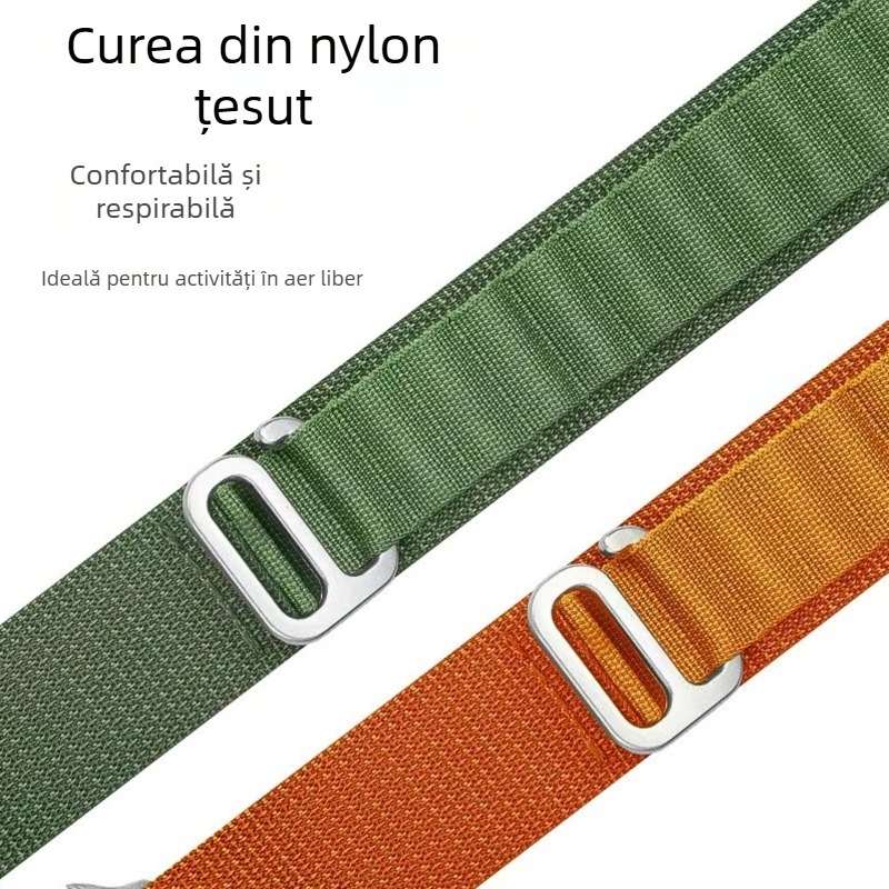 Brățară de ceas GT2 din nylon împletit cu buclă pentru Apple iWatch 8/Ultra