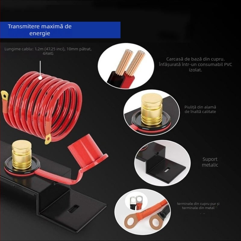 MT2441801 Terminal baterie cu jumper și cablu de alimentare — pentru camioane, rulote, iahturi, tractoare, cositoare — Producție personalizată