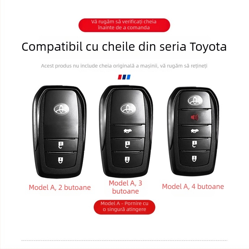 Carcasă pentru cheia Toyota pentru Camry, Corolla, Levin, Avalon, Highlander, RAV4 și CH-R cu cataramă metalică