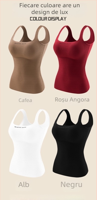 Vesta termică pentru femei din Ginger Essence Heattech, cu cupe pentru sâni încorporate, căptușeală dublă pe ambele fețe, poate fi purtată ca exterior sau interior, greutate 181–200 g/m2