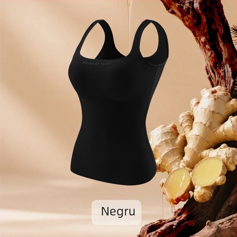 Vesta termică pentru femei din Ginger Essence Heattech, cu cupe pentru sâni încorporate, căptușeală dublă pe ambele fețe, poate fi purtată ca exterior sau interior, greutate 181–200 g/m2