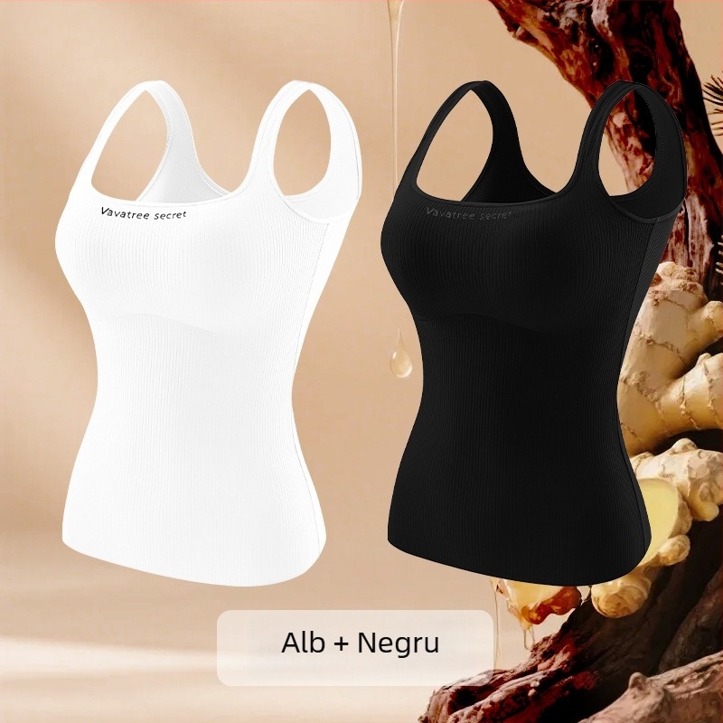 Vesta termică pentru femei din Ginger Essence Heattech, cu cupe pentru sâni încorporate, căptușeală dublă pe ambele fețe, poate fi purtată ca exterior sau interior, greutate 181–200 g/m2