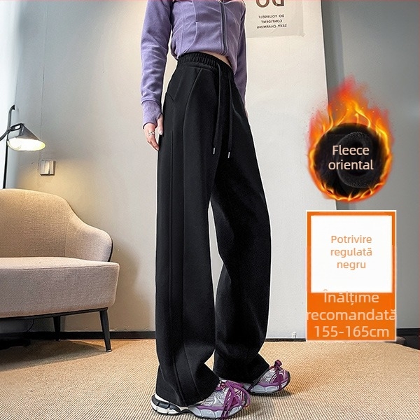 Pantaloni largi din bumbac pentru femei, stil casual japonez-coreean, conținut de bumbac 50–70%, țesătură groasă