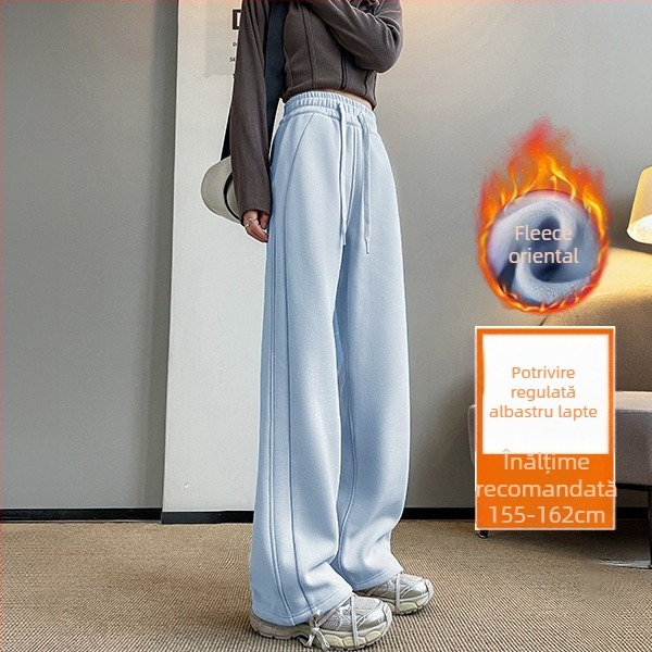 Pantaloni largi din bumbac pentru femei, stil casual japonez-coreean, conținut de bumbac 50–70%, țesătură groasă