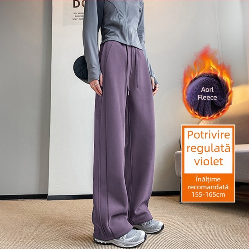 Pantaloni largi din bumbac pentru femei, stil casual japonez-coreean, conținut de bumbac 50–70%, țesătură groasă