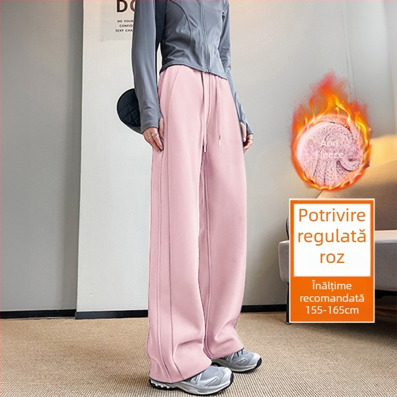 Pantaloni largi din bumbac pentru femei, stil casual japonez-coreean, conținut de bumbac 50–70%, țesătură groasă