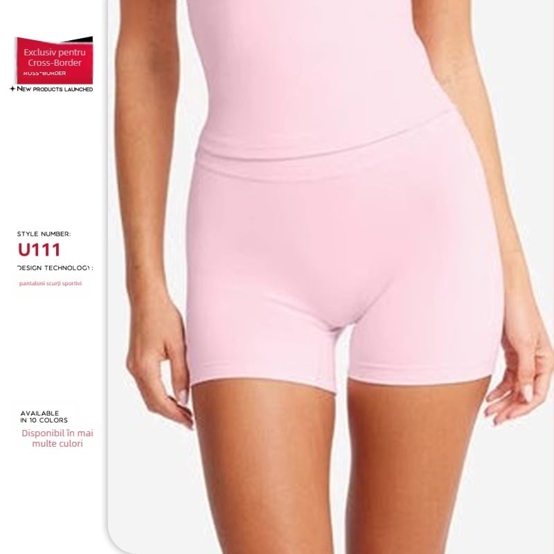 Șorturi de yoga pentru femei, talie înaltă, control al abdomenului și ridicare a feselor, material care evacuează umezeala, compoziție nailon/spandex 75%/25%