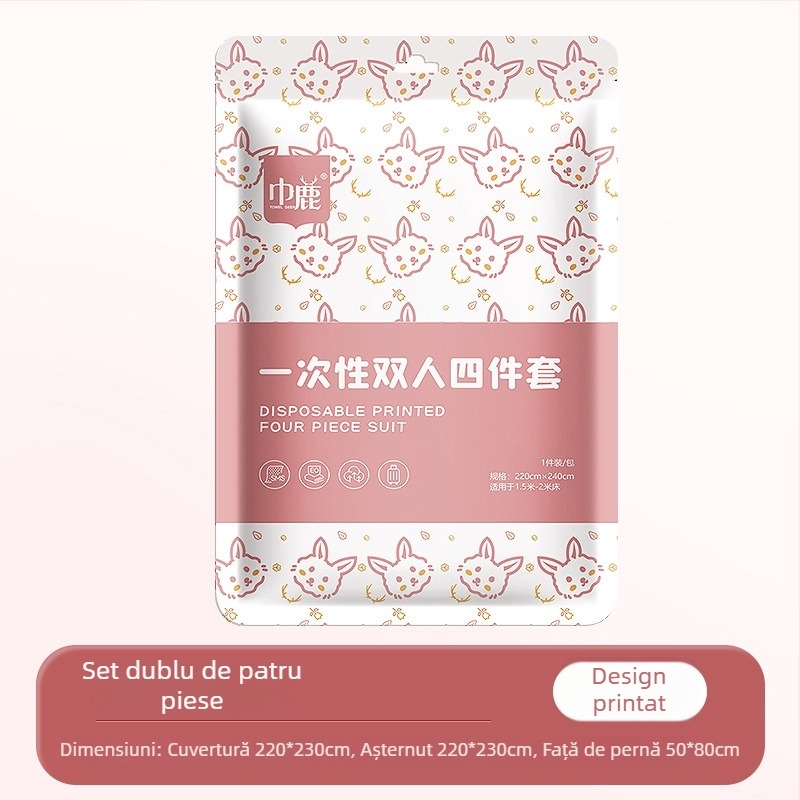 Set de cearșafuri de unică folosință pentru călătorii – set de patru piese, material SMS, husă de pilotă și față de pernă