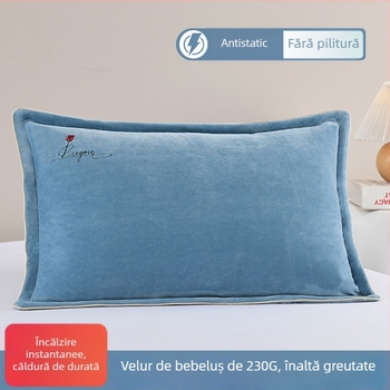 Husă de pernă brodată, pluș gros și cald, stil modern minimalist; material poliester 99% conținut, broderie, imprimare reactive