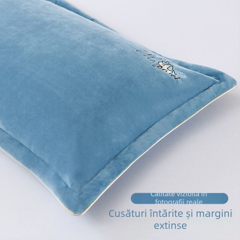 Husă de pernă brodată, pluș gros și cald, stil modern minimalist; material poliester 99% conținut, broderie, imprimare reactive