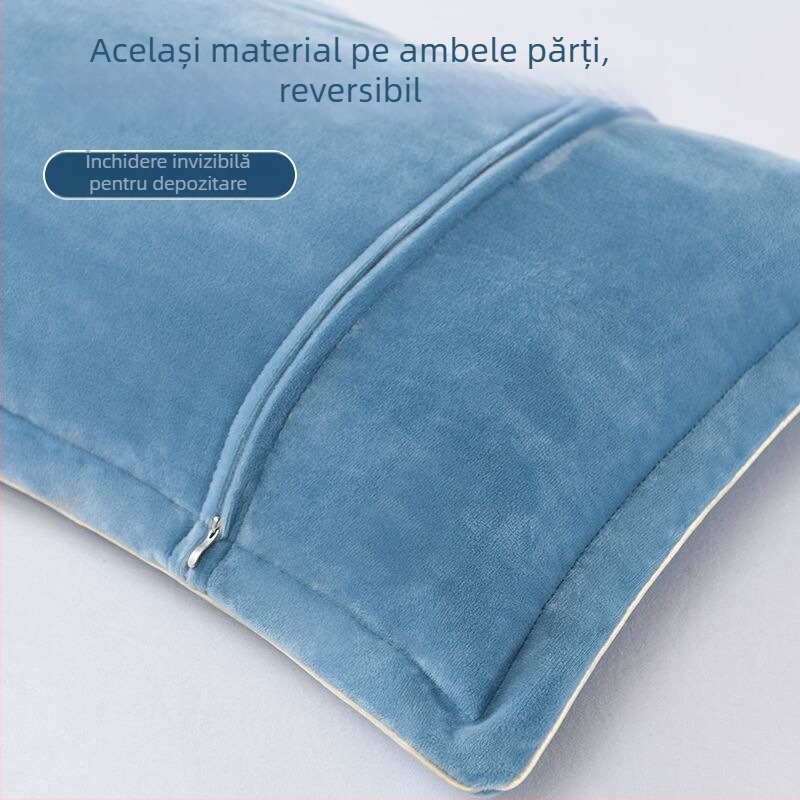 Husă de pernă brodată, pluș gros și cald, stil modern minimalist; material poliester 99% conținut, broderie, imprimare reactive